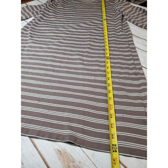 Garnet Hill Womens 14 DRESS STRIPED Brown White ORGANIC COTTON Pockets XL - Picture 5 of 8
